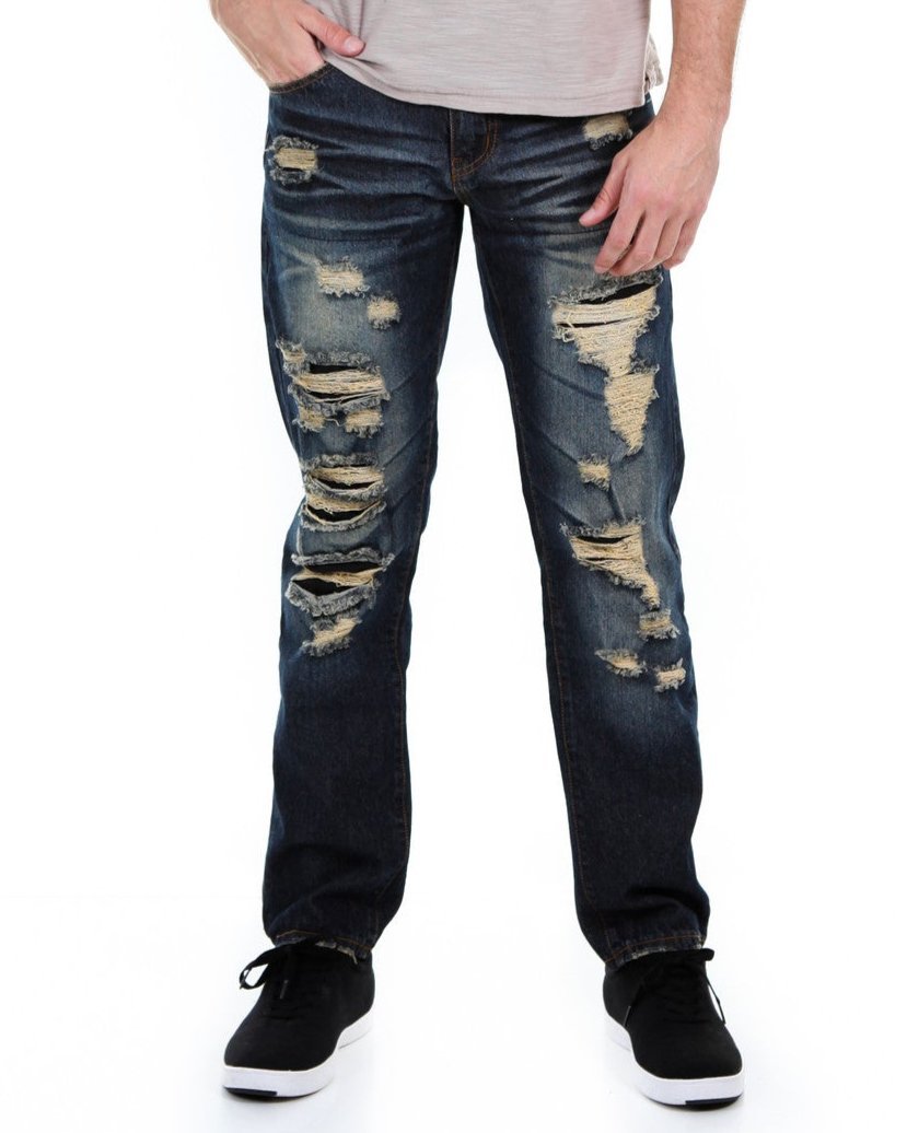 Slim Ripped Dark Wash Jeans - Royal Blue® Apparel